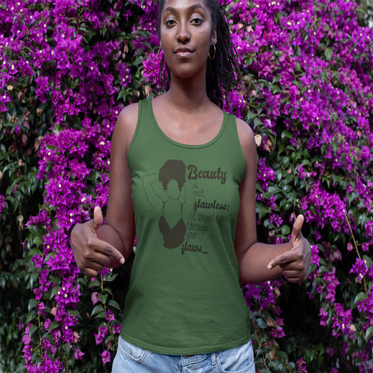 "Flaws and All" black empowerment tank top